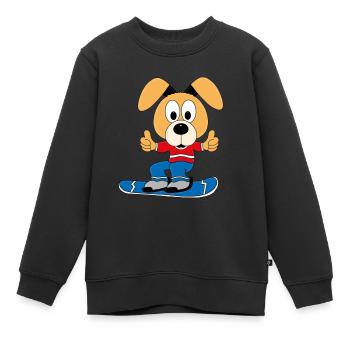 HUND - WINTERSPORT - SNOWBOARD - TIERISCH - Kinder Premium Organic Sweatshirt - Schwarz - Vorne - AI Model Kid Female (0cm)