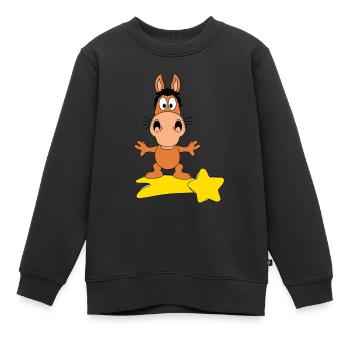 STERNSCHNUPPE - PFERD - PONY - TIER - Kinder Premium Organic Sweatshirt - Schwarz - Vorne - AI Model Kid Female (0cm)