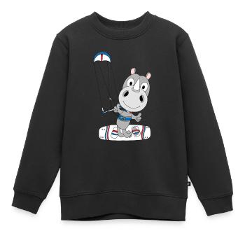 NASHORN - KITESURFER - KITEN - KITE - KITER - Kinder Premium Organic Sweatshirt - Schwarz - Vorne - AI Model Kid Female (0cm)