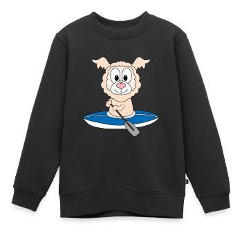KJAK - KANU - LAMA - ALPAKA - WASSERSPORT - Kinder Premium Organic Sweatshirt - Schwarz - Vorne - AI Model Kid Female (0cm)