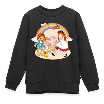 Alice Im Wunderland und Pinocchio Auf Abenteuer - Kinder Premium Organic Sweatshirt - Schwarz - Vorne - AI Model Kid Female (0cm)