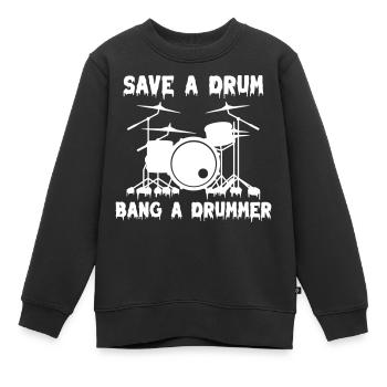 Sauvez un tambour Bang un batteur - Sweat Premium enfant bio - noir - Devant - AI Model Kid Female (0cm)