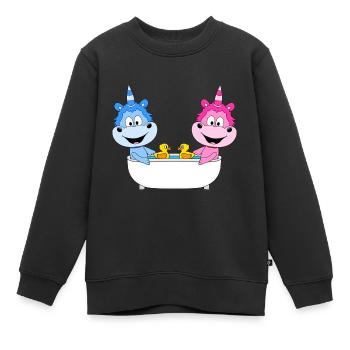 EINHÖRNER - BADEWANNE - LIEBE - LOVE - Kinder Premium Organic Sweatshirt - Schwarz - Vorne - AI Model Kid Female (0cm)