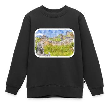 Peking China Aquarell Skizze gezeichnete Zeichnung - Kinder Premium Organic Sweatshirt - Schwarz - Vorne - AI Model Kid Female (0cm)