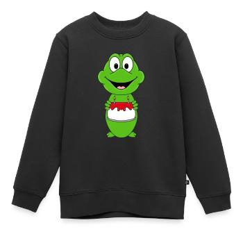 FROSCH - GEBURTSTAG - TIER - TIERISCH - Kinder Premium Organic Sweatshirt - Schwarz - Vorne - AI Model Kid Female (0cm)