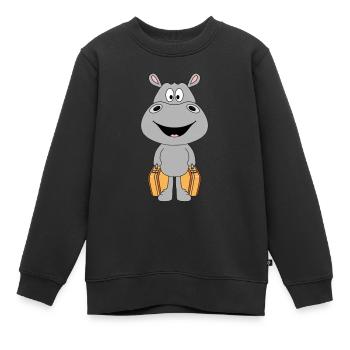 NILPFERD - KOFFER - REISE - URLAUB - AUSWANDERER - Kinder Premium Organic Sweatshirt - Schwarz - Vorne - AI Model Kid Female (0cm)