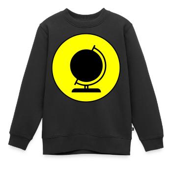 Globus symbol icon - Kinder Premium Organic Sweatshirt - Schwarz - Vorne - AI Model Kid Female (0cm)