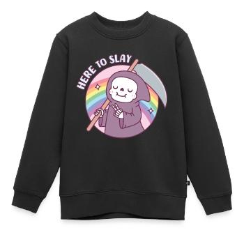 Faucheuse sinistre mignonne ici pour tuer drôle - Sweat Premium enfant bio - noir - Devant - AI Model Kid Female (0cm)