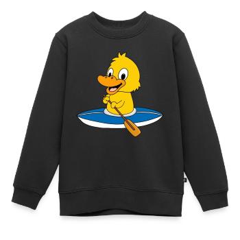 ENTE - KÜKEN - KAJAK - KANU - TIER - KIND - BABY - Kinder Premium Organic Sweatshirt - Schwarz - Vorne - AI Model Kid Female (0cm)