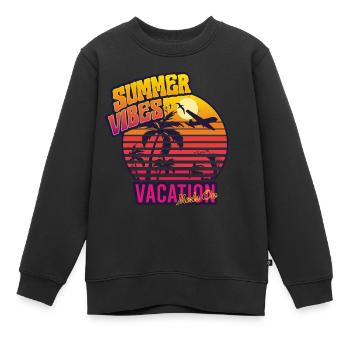 Retro Surfer Sommer Palmen Strand Sonne Urlaub - Kinder Premium Organic Sweatshirt - Schwarz - Vorne - AI Model Kid Female (0cm)