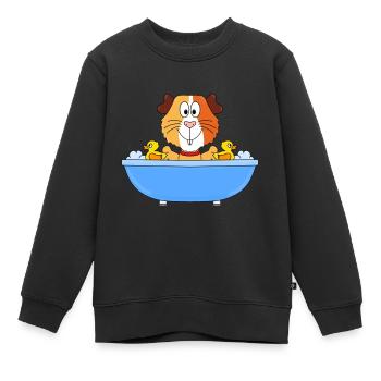 MEERSCHWEINCHEN - BADEN - BADEWANNE - BADEENTEN - Kinder Premium Organic Sweatshirt - Schwarz - Vorne - AI Model Kid Female (0cm)