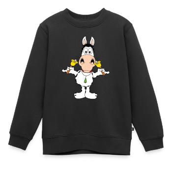 PFERD - PONY - GLOCKEN - WEIHNACHTEN - TIERISCH - Kinder Premium Organic Sweatshirt - Schwarz - Vorne - AI Model Kid Female (0cm)