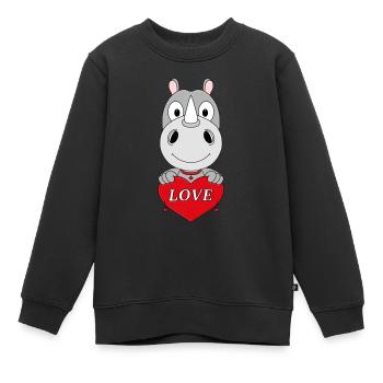 NASHORN - LIEBE - TIERISCH - VERLIEBT - Kinder Premium Organic Sweatshirt - Schwarz - Vorne - AI Model Kid Female (0cm)