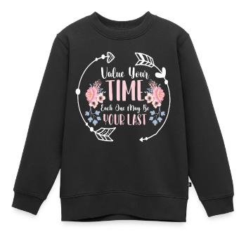 Clock Symbol Form Company - Kids Premium Organic Sweatshirt - black - Front - AI Model Kid Female (0cm)