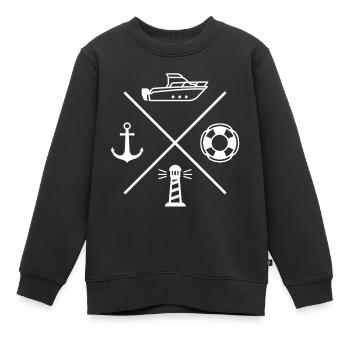 Lighthouse Compass Marine Motorboot Anker - Kinder Premium Organic Sweatshirt - Schwarz - Vorne - AI Model Kid Female (0cm)