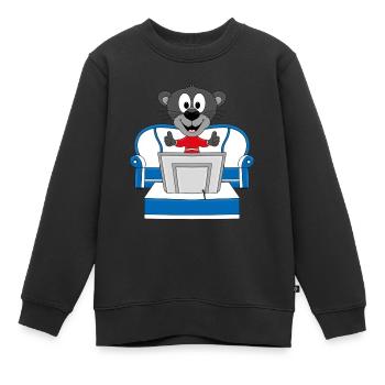 PANTHER - TV - FERNSEHEN - TIER - Kinder Premium Organic Sweatshirt - Schwarz - Vorne - AI Model Kid Female (0cm)