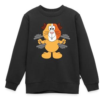 MEERSCHWEINCHEN - HANTELN - FIT - FITNESS - Kinder Premium Organic Sweatshirt - Schwarz - Vorne - AI Model Kid Female (0cm)
