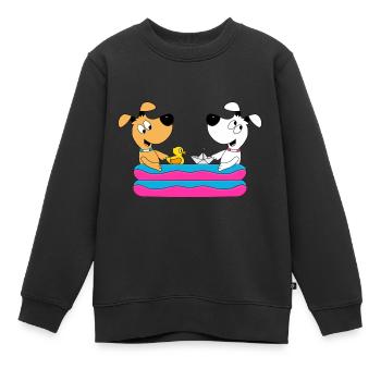 HUNDE - POOL - PLANSCHBECKEN - HUND - TIER - Kinder Premium Organic Sweatshirt - Schwarz - Vorne - AI Model Kid Female (0cm)