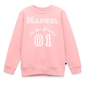 First name: Manuel - "The New Generation", White - Kids Premium Organic Sweatshirt - rose - Front - AI Model Kid Female (0cm)