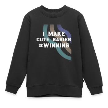 Vatertag Papa Papa Papa - Kinder Premium Organic Sweatshirt - Schwarz - Vorne - AI Model Kid Female (0cm)