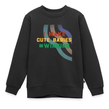 Vatertag Papa Papa Papa - Kinder Premium Organic Sweatshirt - Schwarz - Vorne - AI Model Kid Female (0cm)