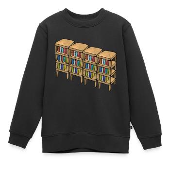 Bücherregal bücher lesen - Kinder Premium Organic Sweatshirt - Schwarz - Vorne - AI Model Kid Female (0cm)