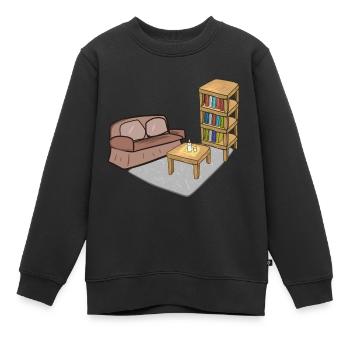 Wohnen Symbol Tisch Sofa Wohnzimmer regal - Kinder Premium Organic Sweatshirt - Schwarz - Vorne - AI Model Kid Female (0cm)