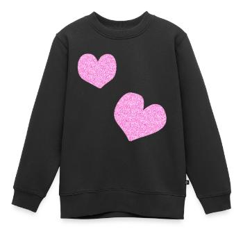 zwei rosa herzen glitzer herz - Kinder Premium Organic Sweatshirt - Schwarz - Vorne - AI Model Kid Female (0cm)