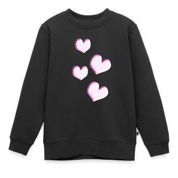 quatre cœurs scintillent - Sweat Premium enfant bio - noir - Devant - AI Model Kid Female (0cm)