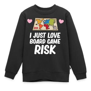 Risk - I just love board game risk - Kids Premium Organic Sweatshirt - black - Front - AI Model Kid Female (0cm)