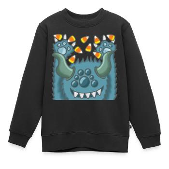 monstre moelleux joyeux - Sweat Premium enfant bio - noir - Devant - AI Model Kid Female (0cm)