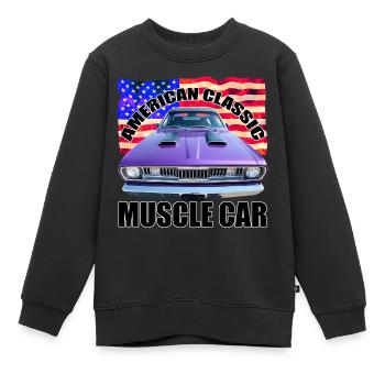 American Classic Muscle Car R6Z - Sweat Premium enfant bio - noir - Devant - AI Model Kid Female (0cm)