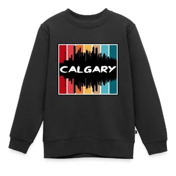 Calgary Kanada Skyline Silhouette Reise Souvenir - Kinder Premium Organic Sweatshirt - Schwarz - Vorne - AI Model Kid Female (0cm)