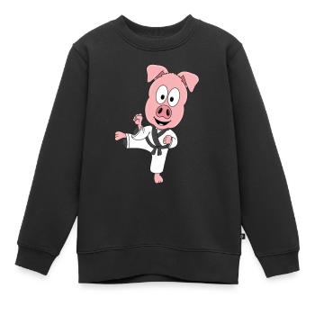SCHWEIN - SELBSTVERTEIDIGUNG - KARATE - JUDO - Kinder Premium Organic Sweatshirt - Schwarz - Vorne - AI Model Kid Female (0cm)
