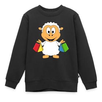 SCHAF - SHOPPING - TIER - TIERISCH - Kinder Premium Organic Sweatshirt - Schwarz - Vorne - AI Model Kid Female (0cm)