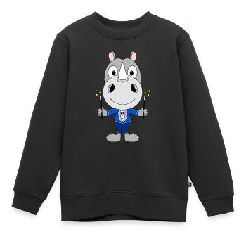 ZAUBERER - MAGIER - MAGIE - NASHORN - TIER - Kinder Premium Organic Sweatshirt - Schwarz - Vorne - AI Model Kid Female (0cm)