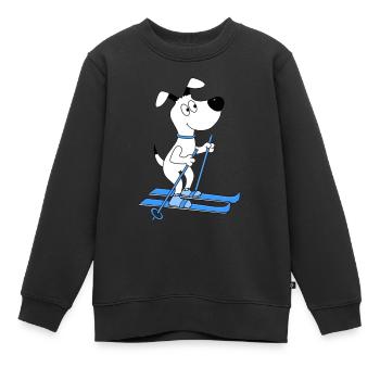 HUND - SKIER - SKI - WINTERSPORT - TIER - Kinder Premium Organic Sweatshirt - Schwarz - Vorne - AI Model Kid Female (0cm)