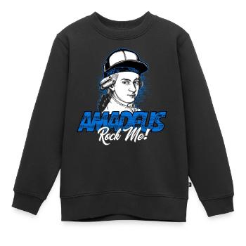 Amadeus Rock Me | Wolfgang Amadeus Mozart Classique - Sweat Premium enfant bio - noir - Devant - AI Model Kid Female (0cm)