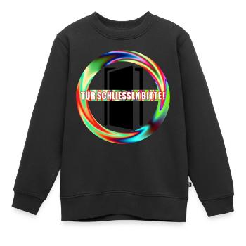 Tuer schliessen bitte | Tür schließen bitte - Kinder Premium Organic Sweatshirt - Schwarz - Vorne - AI Model Kid Female (0cm)