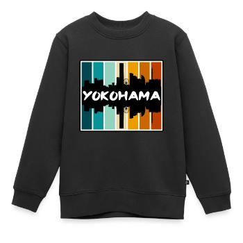 Yokohama Japon Skyline Silhouette Voyage Souvenir - Sweat Premium enfant bio - noir - Devant - AI Model Kid Female (0cm)