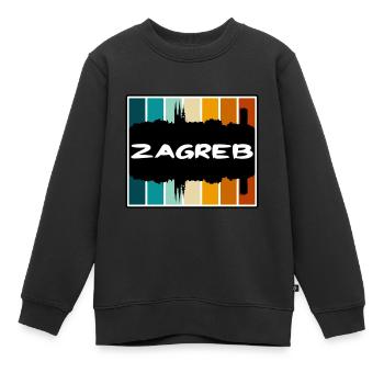 Zagreb Croatie Skyline Silhouette Souvenir de voyage - Sweat Premium enfant bio - noir - Devant - AI Model Kid Female (0cm)