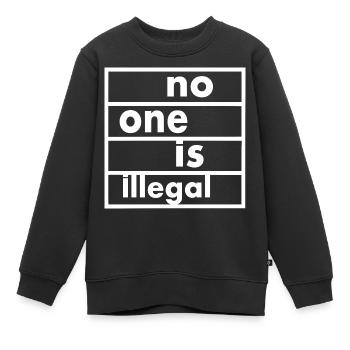 No one is illegal - Sweat Premium enfant bio - noir - Devant - AI Model Kid Female (0cm)