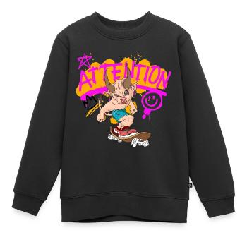 Skate animalier - Sweat Premium enfant bio - noir - Devant - AI Model Kid Female (0cm)