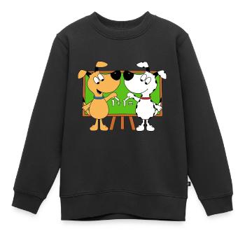 HUNDE - SCHULE - SCHÜLER - MATHE - RECHNEN - Kinder Premium Organic Sweatshirt - Schwarz - Vorne - AI Model Kid Female (0cm)