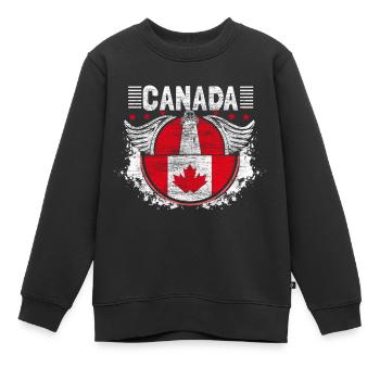 Feuille d’érable du Canada - Sweat Premium enfant bio - noir - Devant - AI Model Kid Female (0cm)