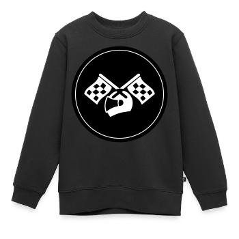 Rennfahrer helm - Kinder Premium Organic Sweatshirt - Schwarz - Vorne - AI Model Kid Female (0cm)