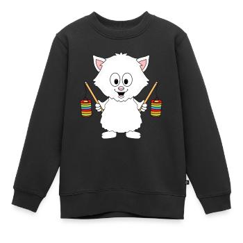 KATZE - KATER - LATERNE - LATERNENUMZUG - Kinder Premium Organic Sweatshirt - Schwarz - Vorne - AI Model Kid Female (0cm)