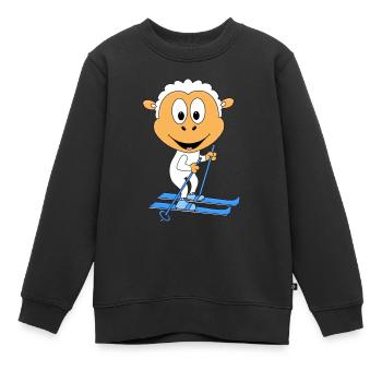 SCHAF - SKIER - SKI - SPORT - TIER - KIND - BABY - Kinder Premium Organic Sweatshirt - Schwarz - Vorne - AI Model Kid Female (0cm)