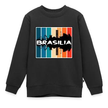 Brasilia Brasilien Skyline Silhouette Reisesouvenir - Kinder Premium Organic Sweatshirt - Schwarz - Vorne - AI Model Kid Female (0cm)