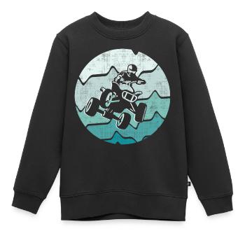 VTT Biker Retro Design Quad Quad Quad Quad - Sweat Premium enfant bio - noir - Devant - AI Model Kid Female (0cm)